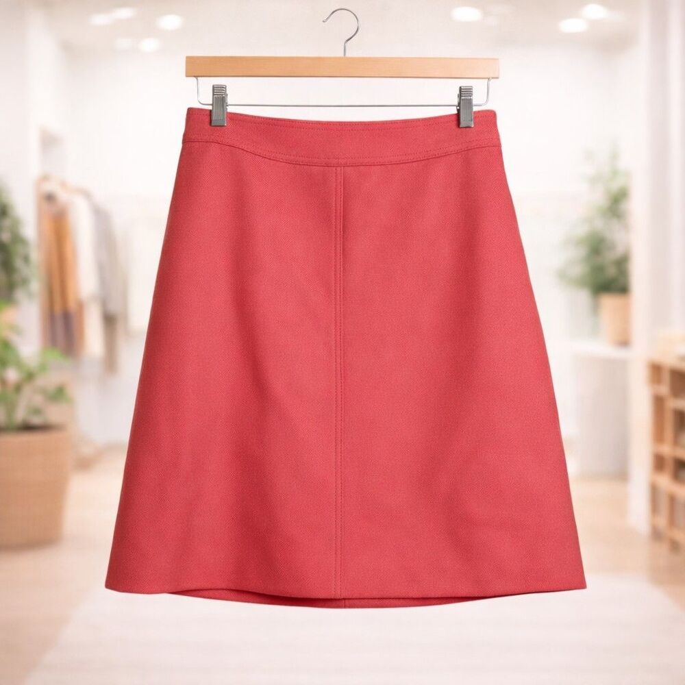 J. Crew 100% Wool A-Line Mini Skirt Size 2  Salmon Coral Pink Spring Preppy